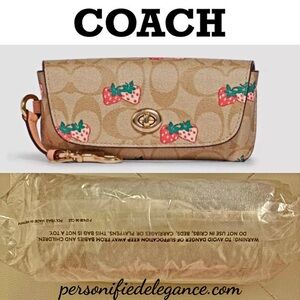 NEW Coach Strawberry Print Light Khaki Multi Coated Canvas Sunglass Case